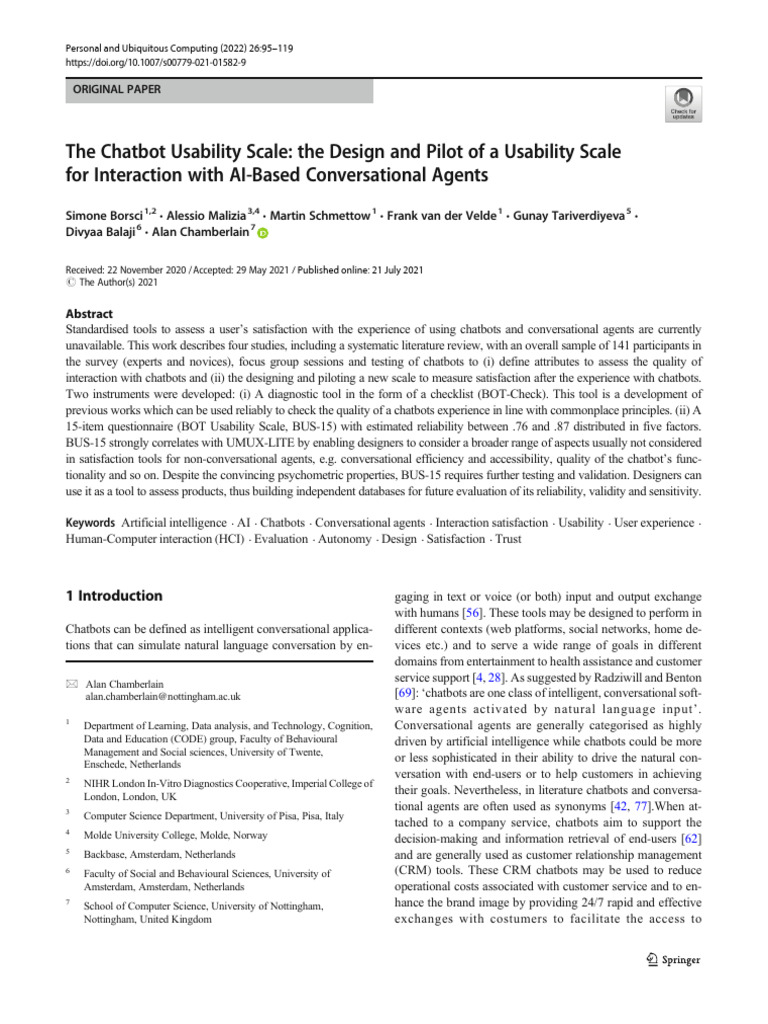 Chatbot Usability Scale Development | PDF | Usability | Customer ...