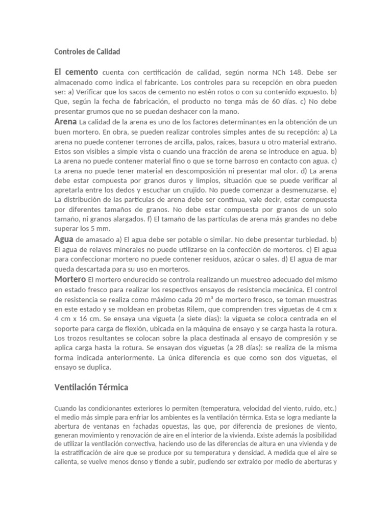 Controles de Calidad en Materiales de Construcción | PDF | Ventilación ...