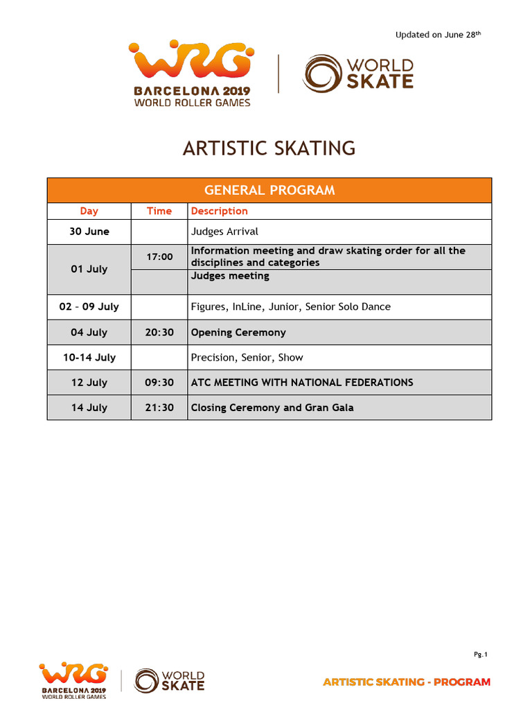 Artistic Skating WRG 2019 Provisional Program - Uploadedon - June - 28 ...