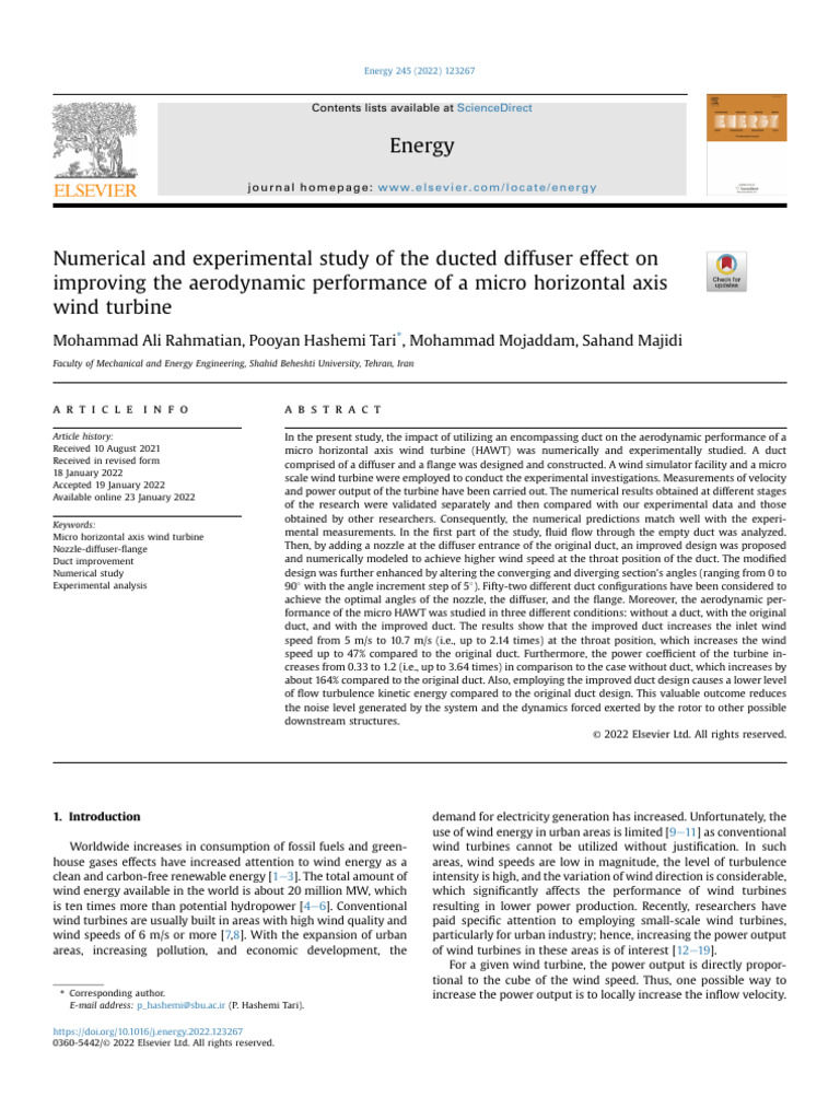 2022 - p1 - Numerical and Exp Study of The Ducted Diffuser Effect On ...