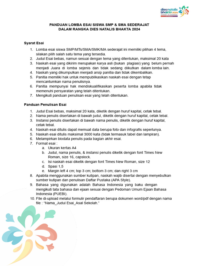 Panduan Lomba Esai Siswa Sma Smk Ma Sederajat Pdf
