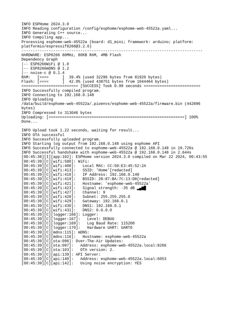 Logs Esphome-Web-45522a Run | PDF | Wi Fi | Computer Engineering