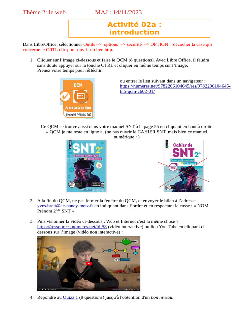 QCM et Activités sur le Web SNT | PDF | Internet | Internet et Web