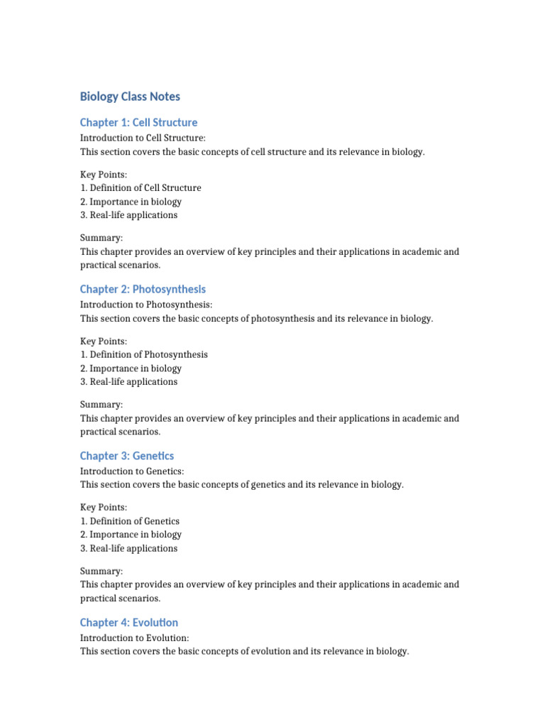 Biology Notes 1 | PDF