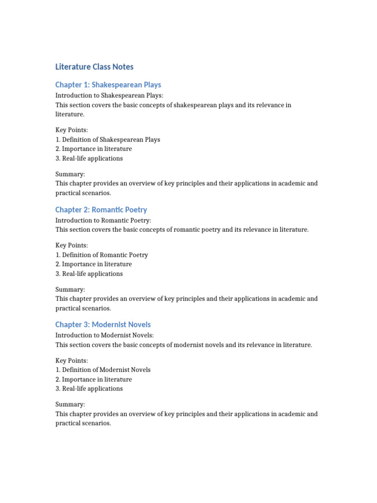 Literature Notes 4 | PDF