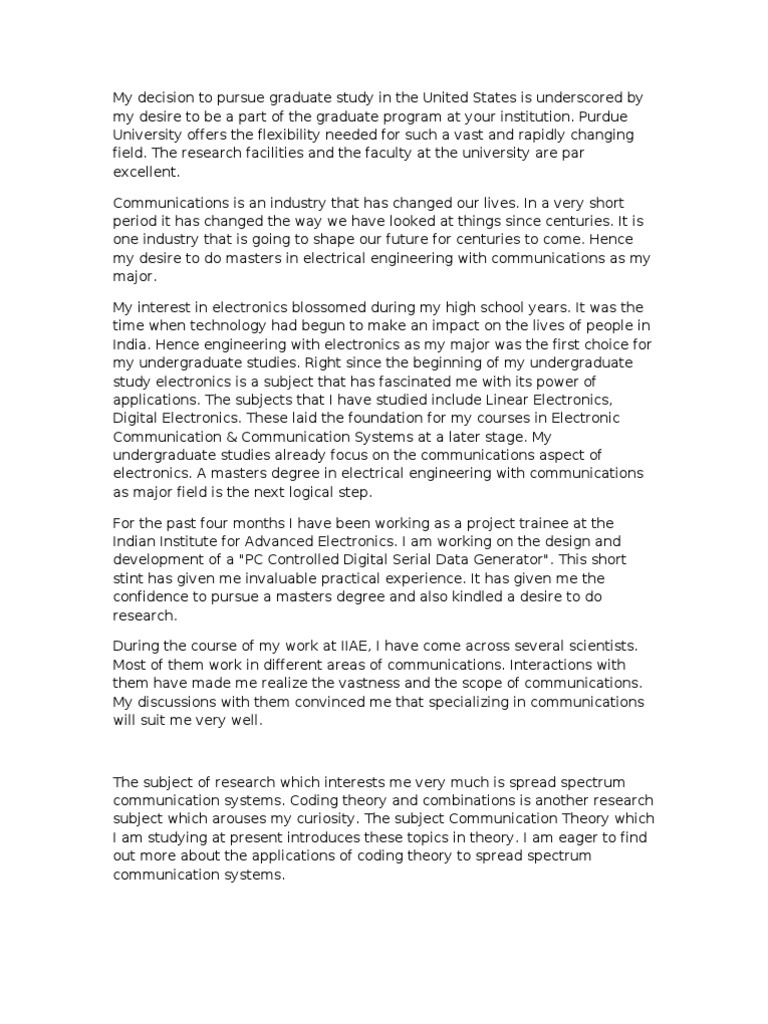 Electronics and communication engineering personal statement picture
