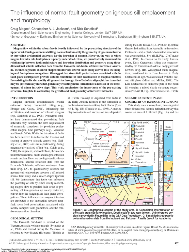 Magee - Normal Fault Sill 2013 | PDF | Rift | Fault (Geology)