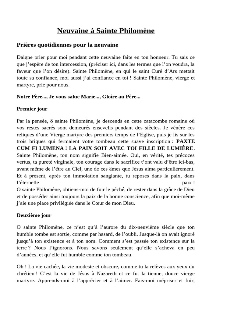 Neuvaine à Sainte Philomène | PDF | Marie, mère de Jésus | Saint