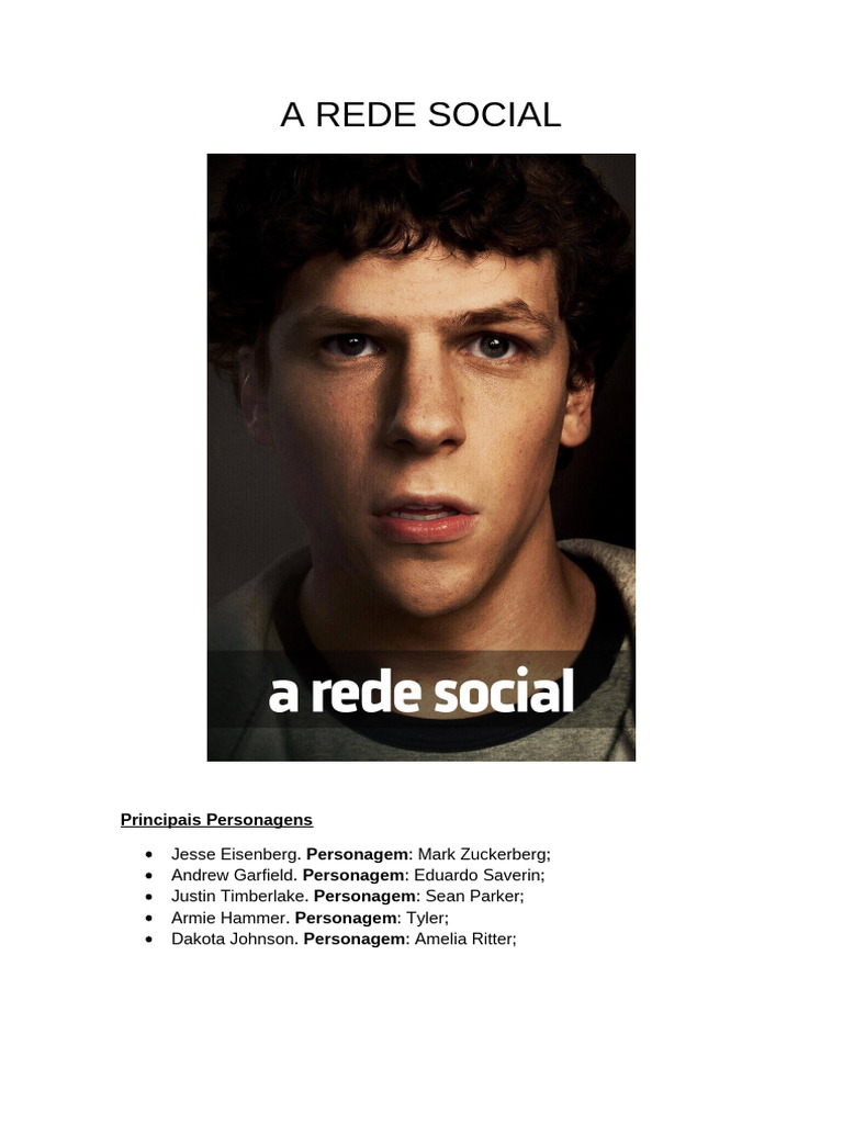 A REDE SOCIAL - Resumo Do Filme | PDF | Mark Zuckerberg