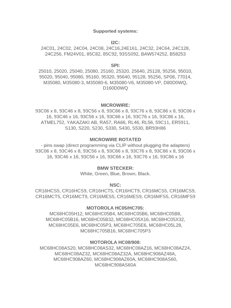 car-prog-ii-list-of-supported-chips-pdf-motor-vehicle-vehicle