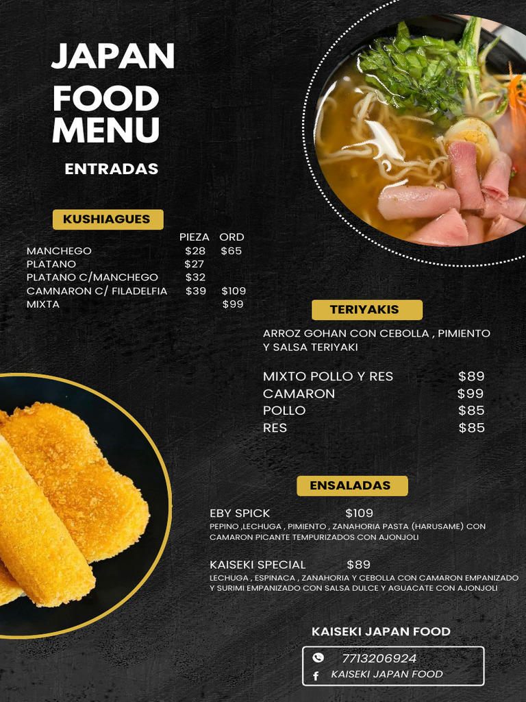 Menú de Comida Japonesa Kaiseki | PDF | ensalada | Alimentos