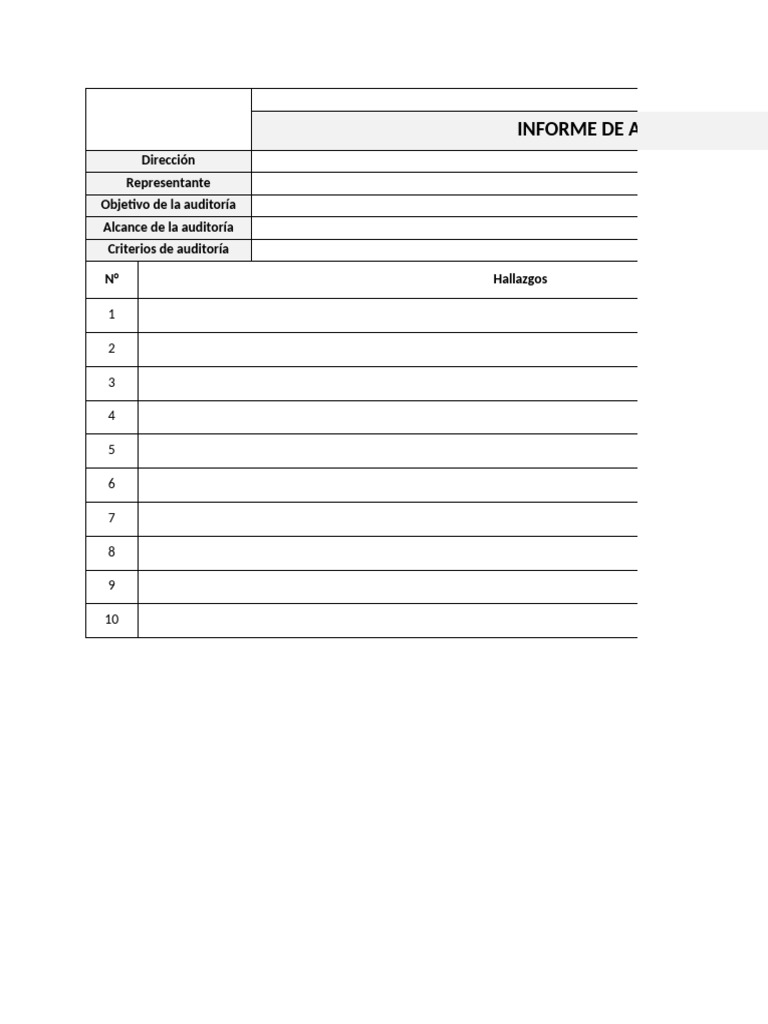Informe de auditor a formato v1 adn lean pdf auditor a multa