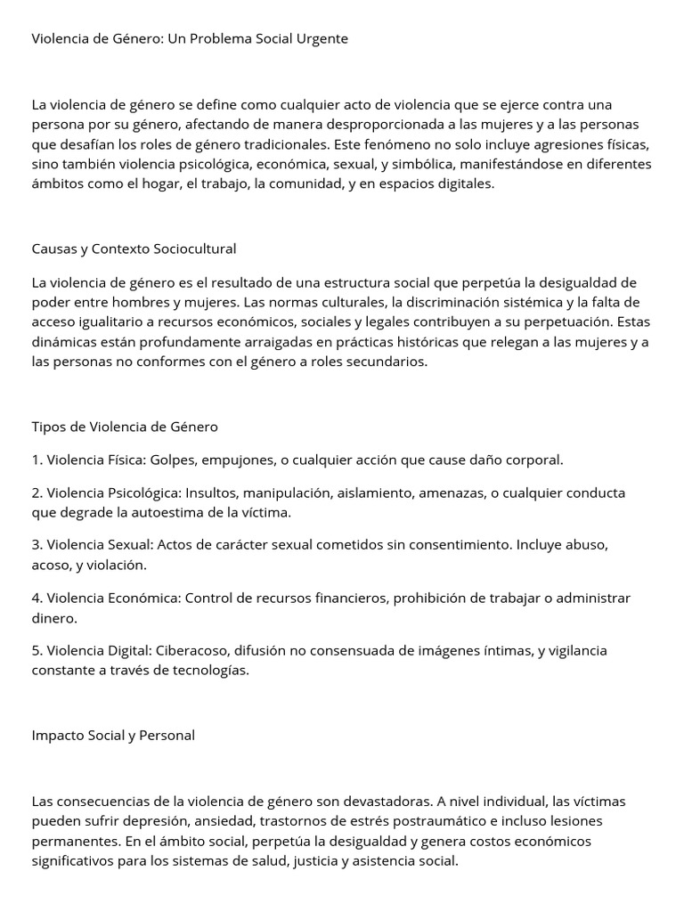 Violencia de Género Un Problema Social Urgente - 20241126 - 181702 ...