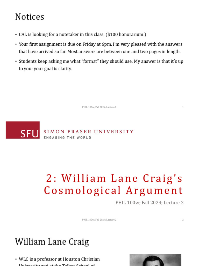 2 William Lane Craig's Cosmological Argument PDF Infinity Universe