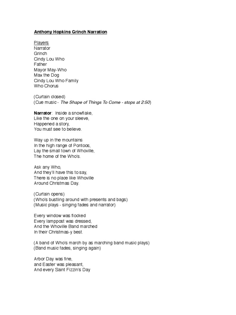 Grinch Script Pdf Christmas