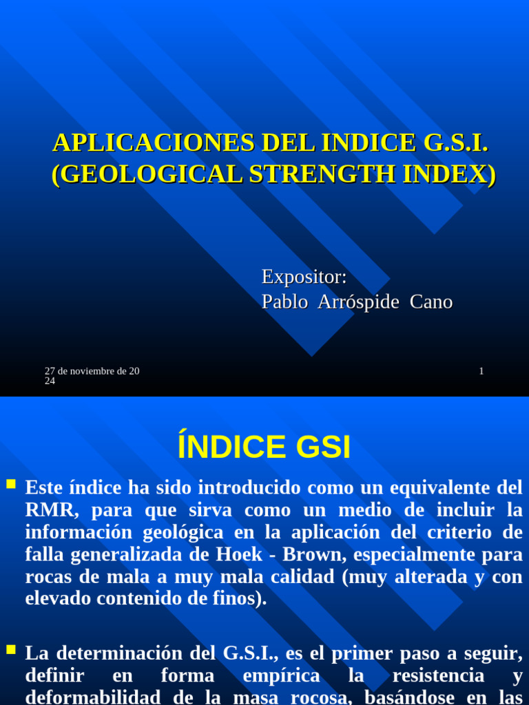 Índice GSI Charla | PDF | Agua | Roca (geología)
