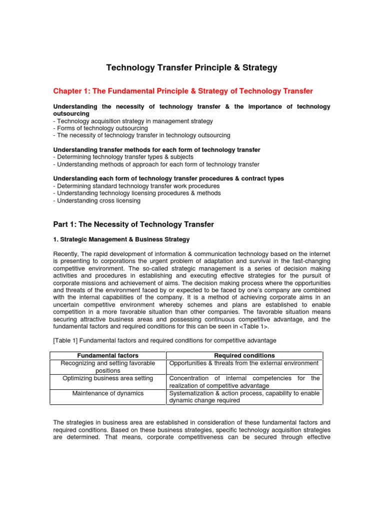 Principles and Strategies of Technology Transfer | PDF | Strategic ...