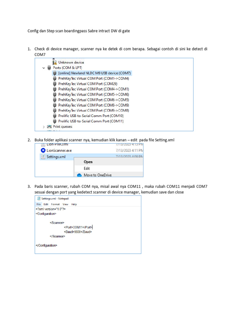 Konfigurasi Scanner Boarding Pass DW | PDF