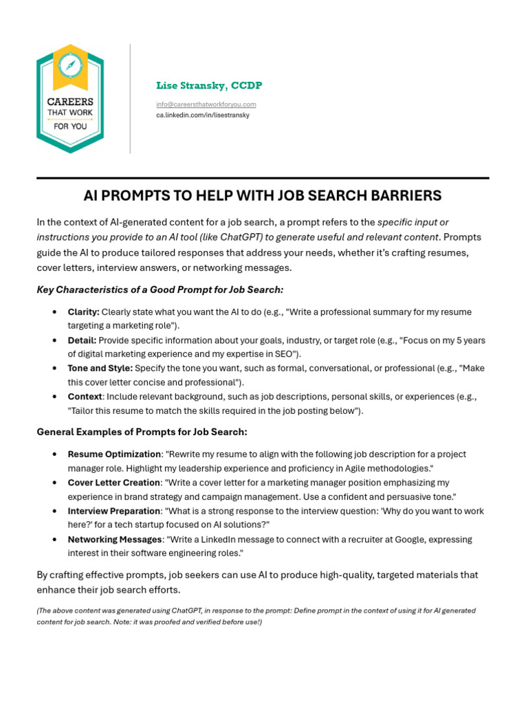 AI Prompts for Job Search Success | PDF | Résumé | Artificial Intelligence