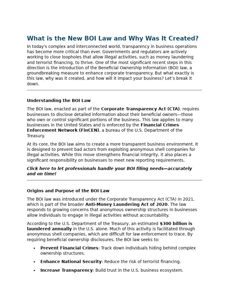 Understanding the New BOI Law | PDF | Regulatory Compliance | Money ...