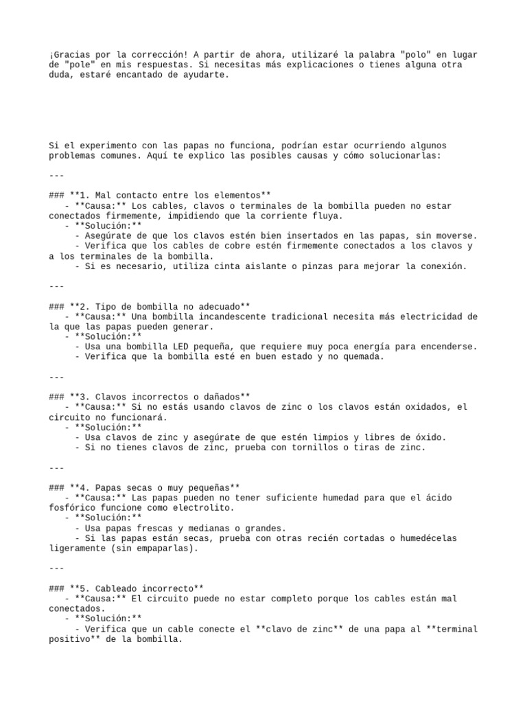 Experimento Con Las Papas para Encender Un Foquito Led | PDF | Bombilla ...