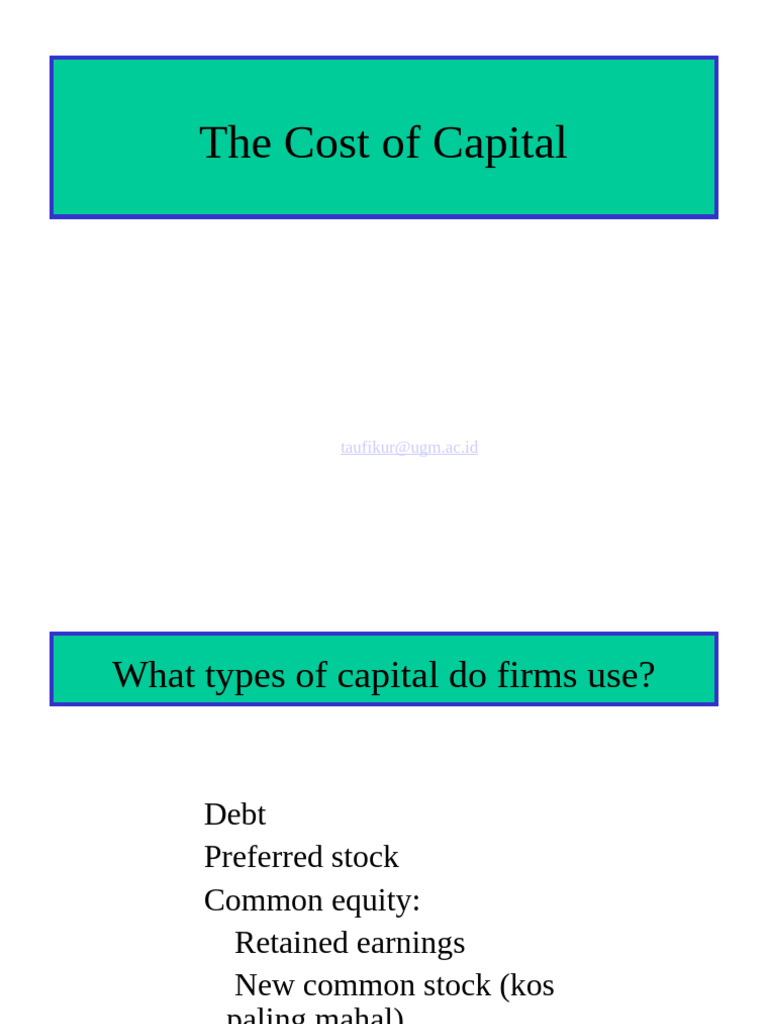Cost of Capital Analysis and Formulas | PDF | Cost Of Capital | Dividend