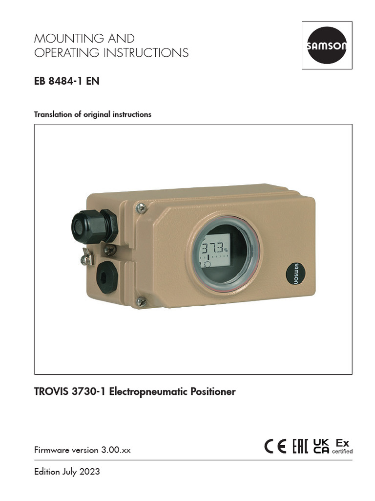 Samson TROVIS 3730-1 Electropneumatic Positioner E84841