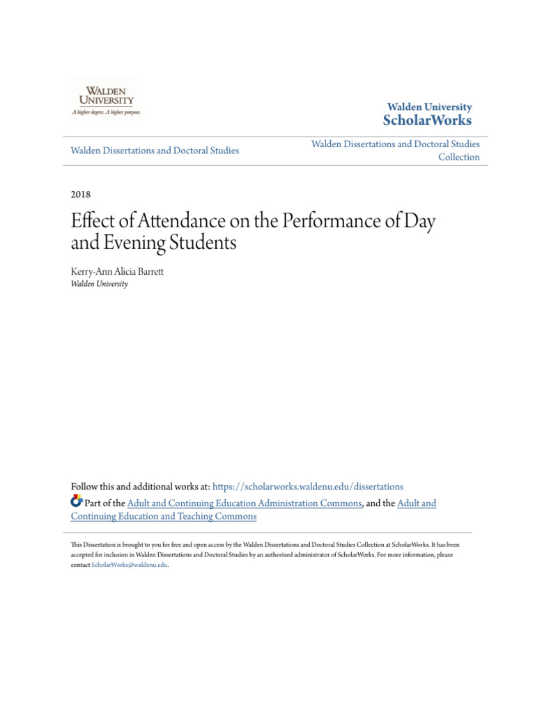 Effect of Attendance On The Performance of Day and Evening Studen | PDF ...
