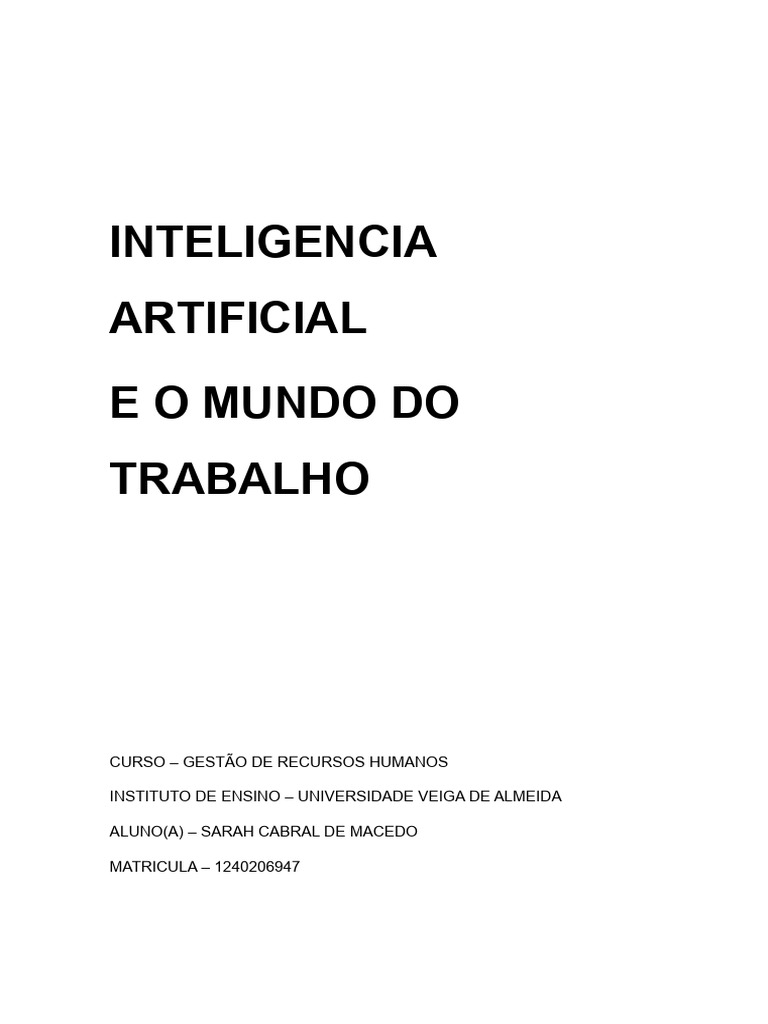 Impactos da IA no Mercado de Trabalho | PDF | Inteligência artificial ...