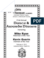 AOH Division 2 Monmouth County 2012 Dinner Dance Ad Journal