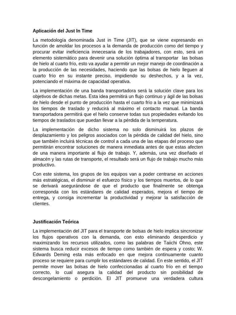 Aplicación Del Just in Time PARTE DANIEL | PDF | Lean Manufacturing ...