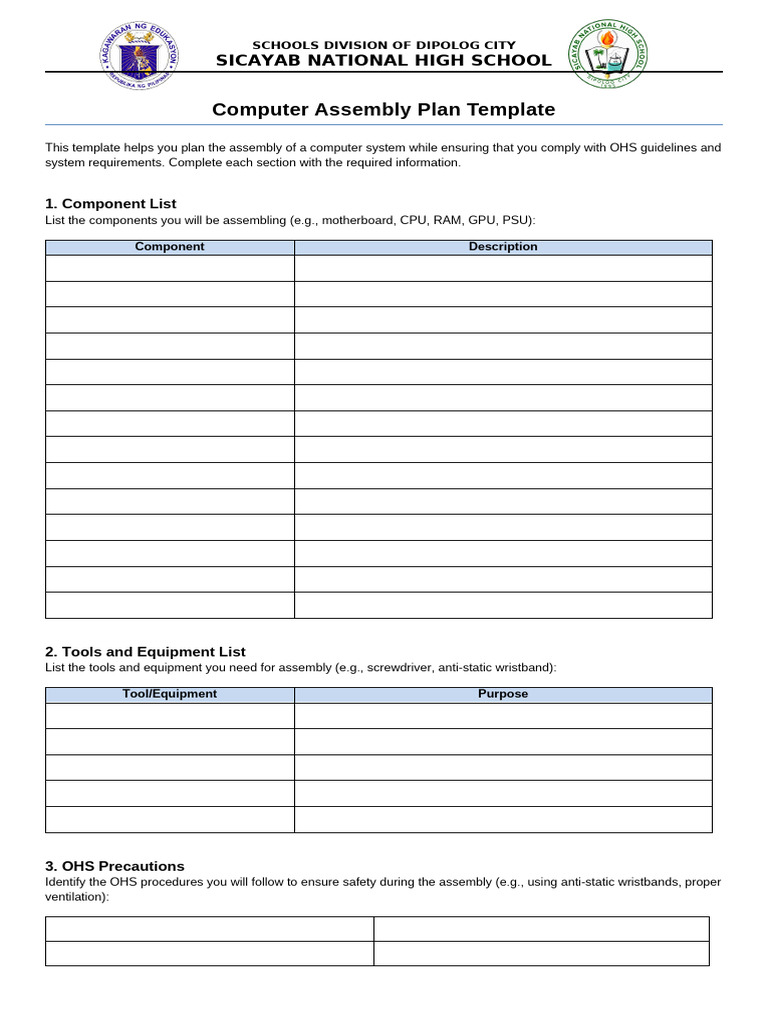 Computer Assembly Plan Template | PDF | Manufactured Goods | Computer ...