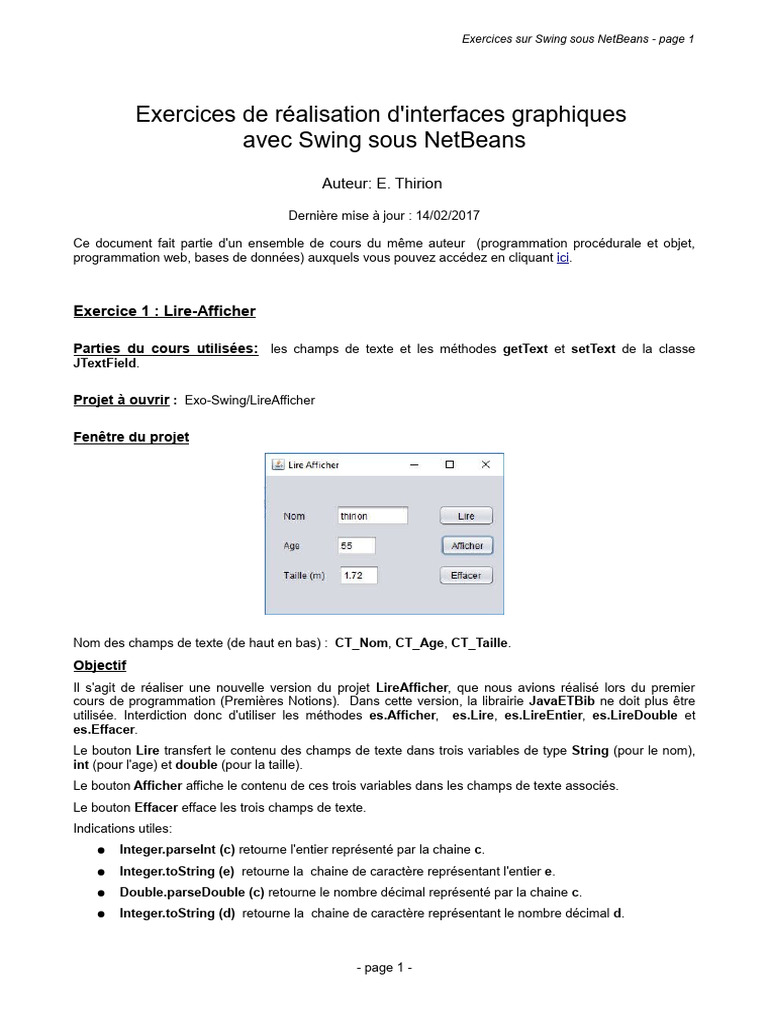 Exercices Swing avec NetBeans | PDF | NetBeans | Applications et logiciels