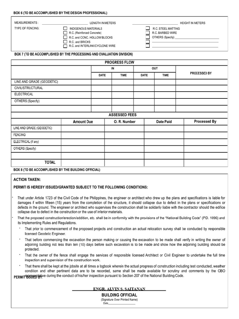 12 Fencing Permit (Back) | PDF
