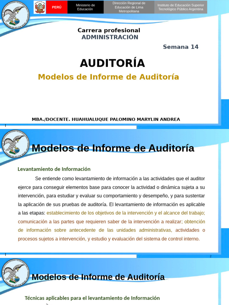 S14 Modelos de Informe de Auditoria | PDF | Auditoría | Muestreo ...