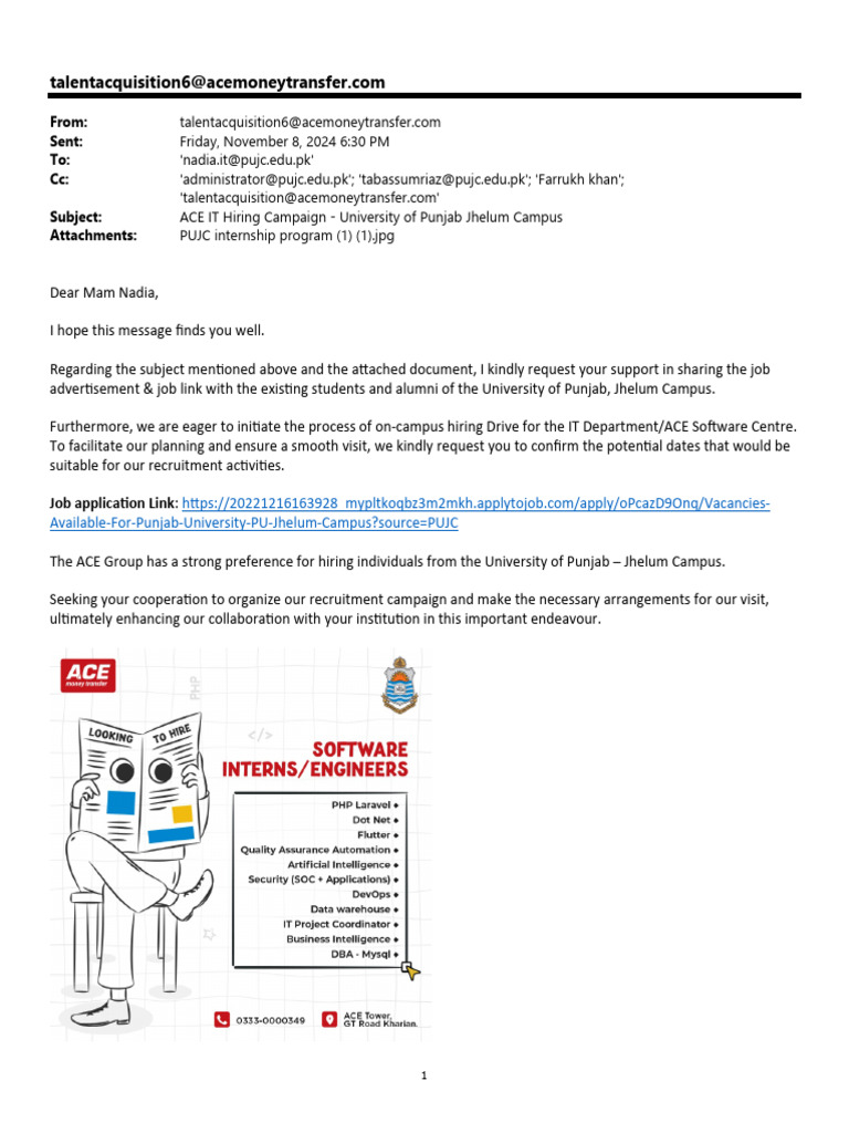 Email - PUJC Hiring Campaign | PDF