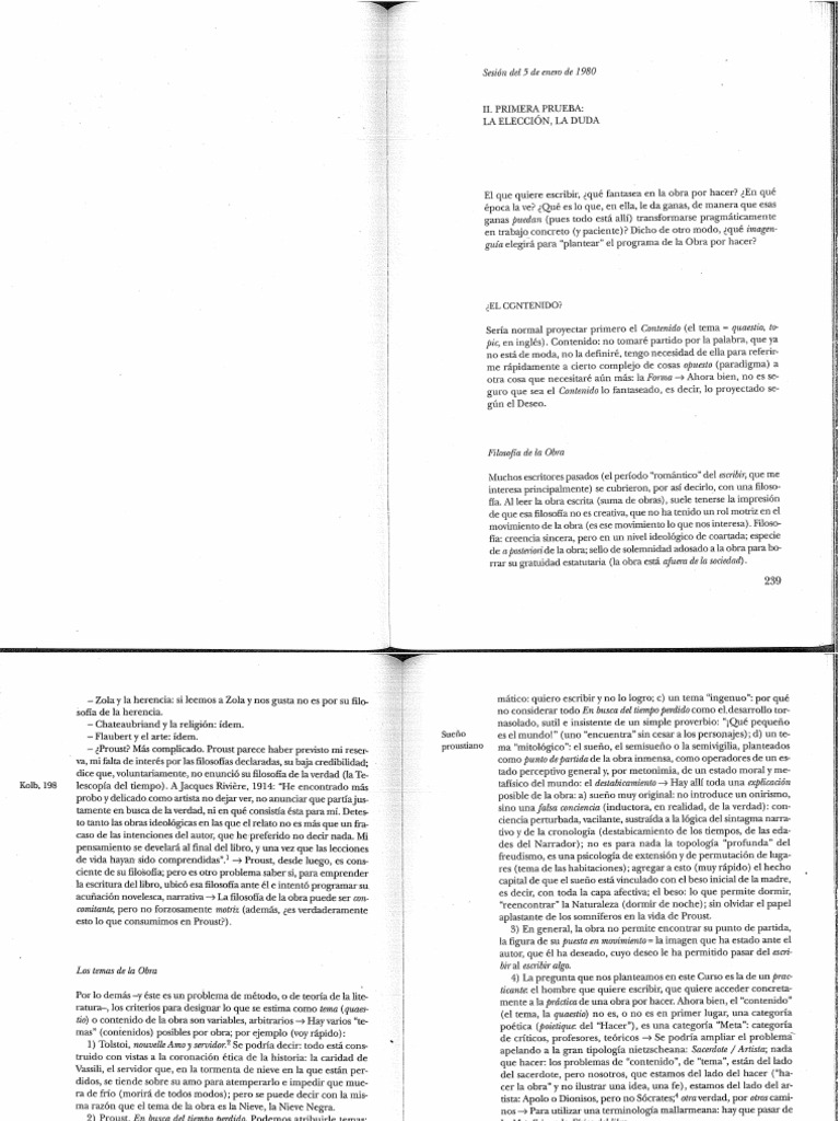 Roland Barthes - La Preparación de La Novela | PDF