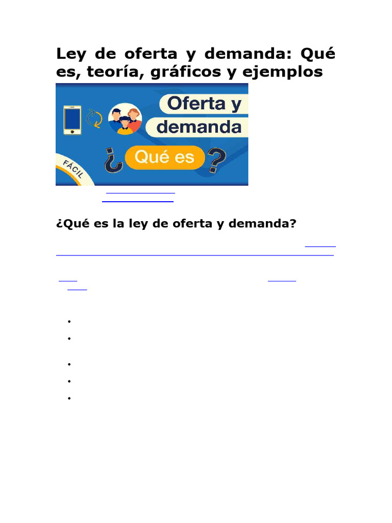 Ley de Oferta y Demanda: Conceptos Clave | PDF | Oferta y demanda ...