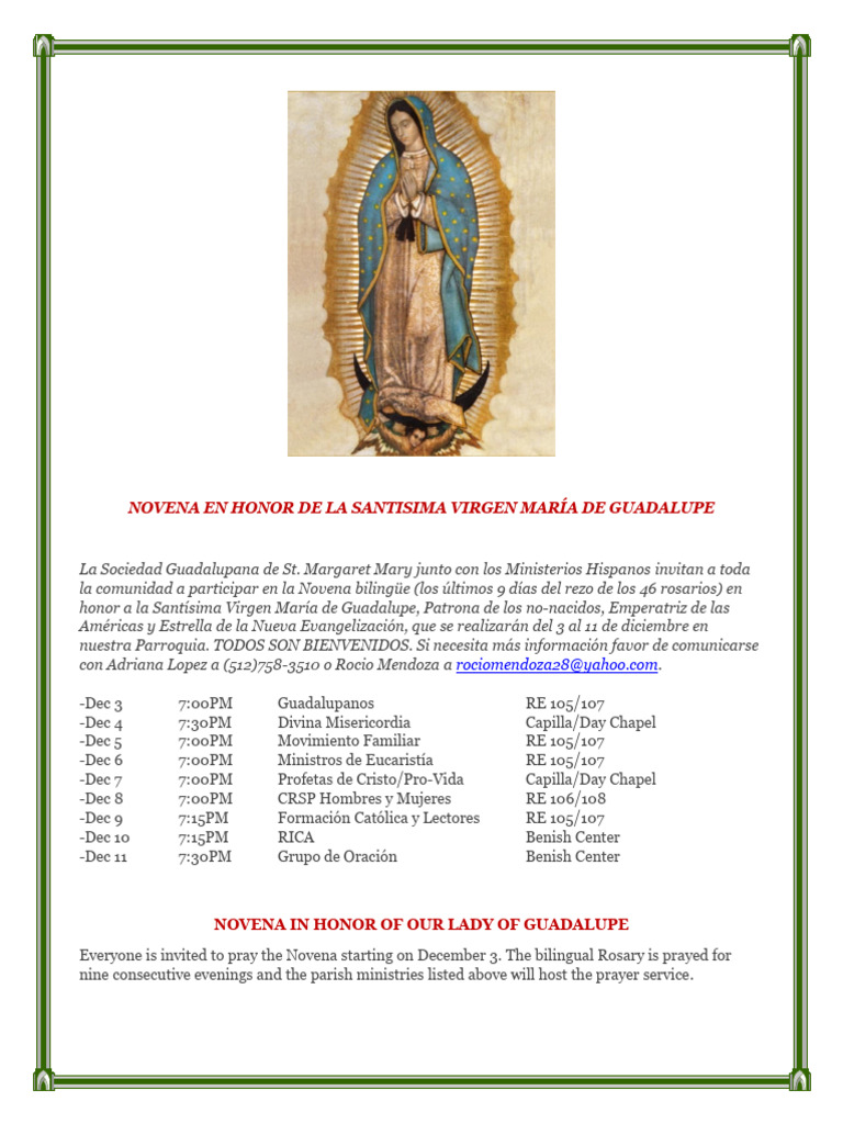 Novena Our Lady of Guadalupe 2019 | PDF
