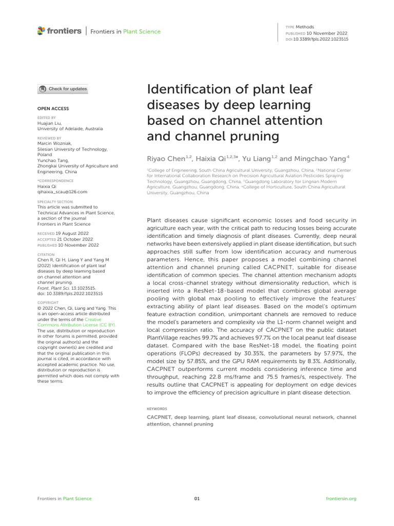 Deep Learning for Plant Disease Detection | PDF | Deep Learning ...