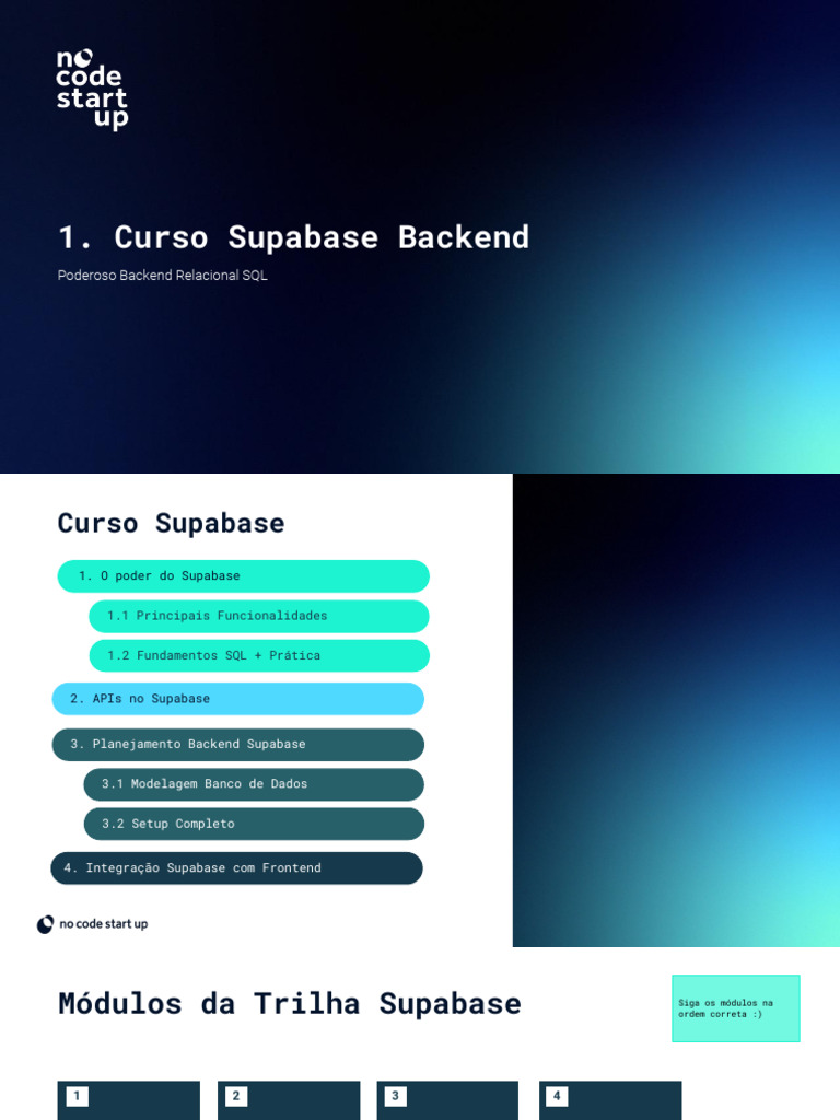 Curso Prático de Supabase Backend | PDF | Bancos de dados | SQL