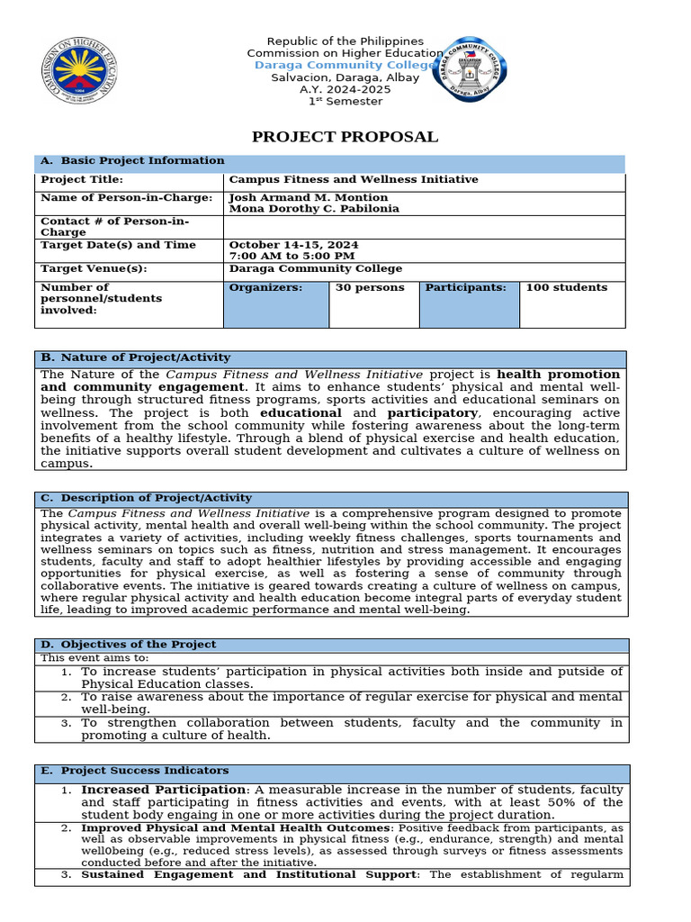 Campus Fitness and Wellness Initiative | PDF | Physical Fitness ...