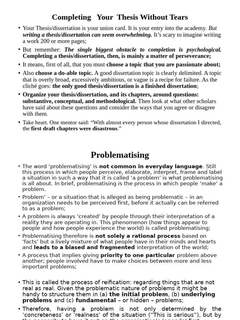 Completing Your Thesis: Key Strategies | PDF | Thesis | Cognition