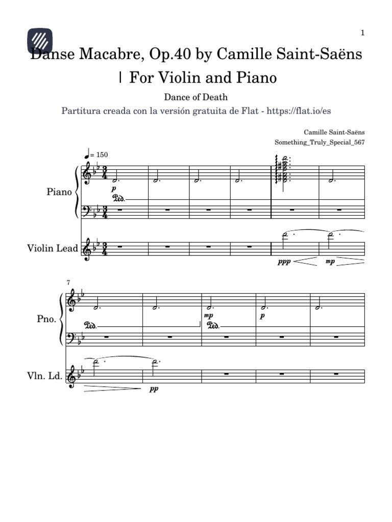 Danse Macabre para Piano y Violín | PDF