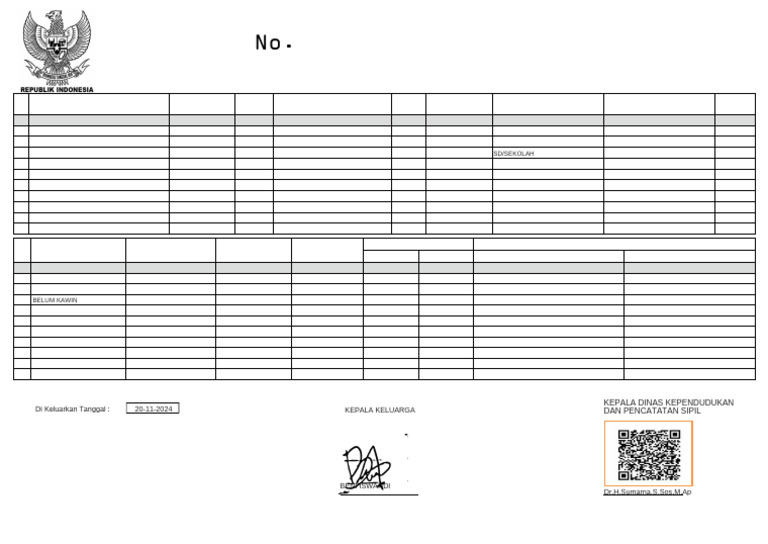 Template Kartu Keluarga Kosong | PDF