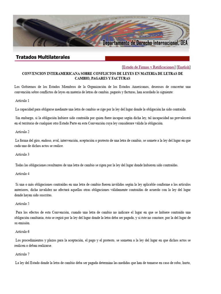 Convención sobre Conflictos de Leyes | PDF | Pagaré | Gobierno