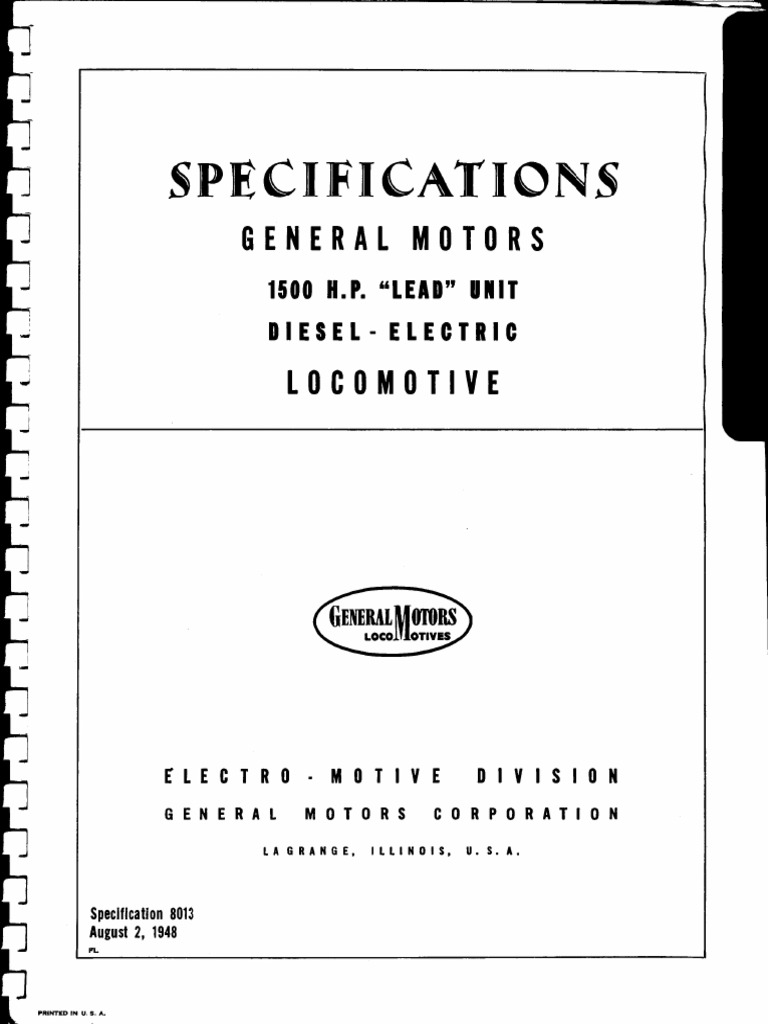 Emd Spec Loco F7a Spec8013 02aug48 | PDF