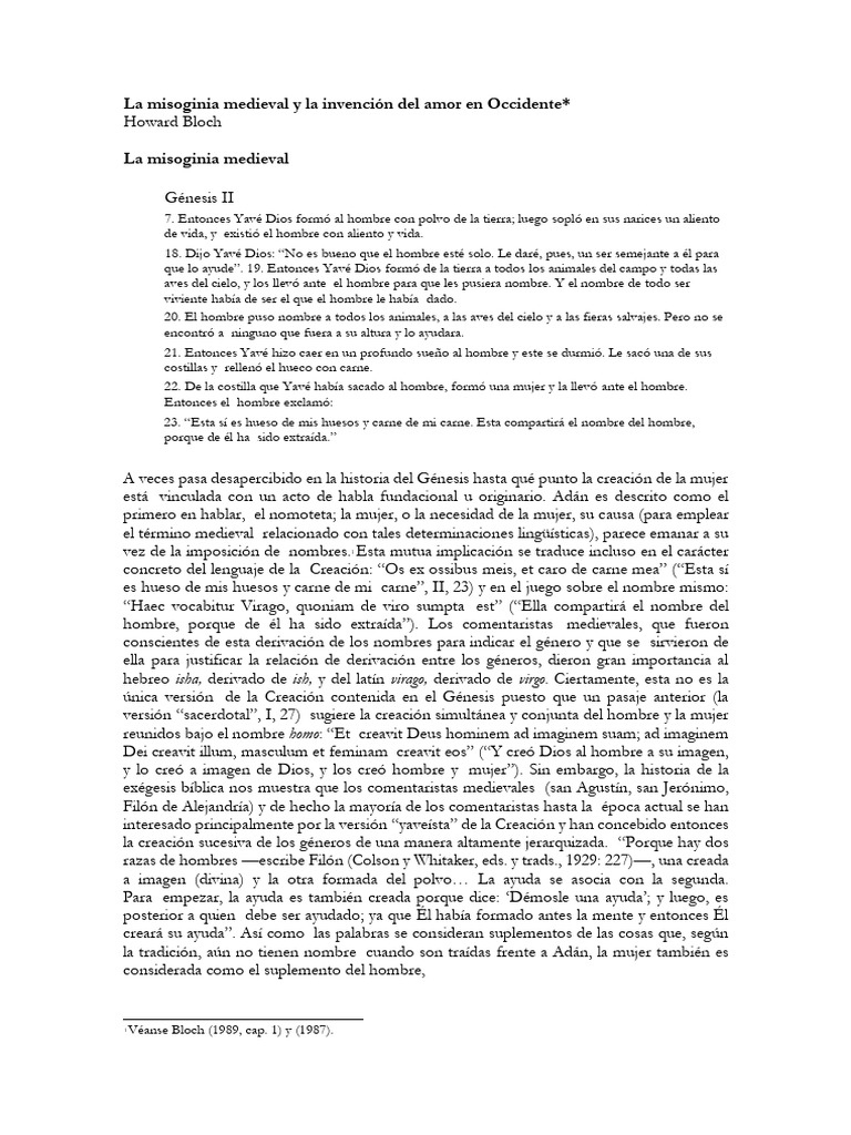 La Misoginia Medieval y La Invención Del Amor en Occidente | PDF | Amor ...