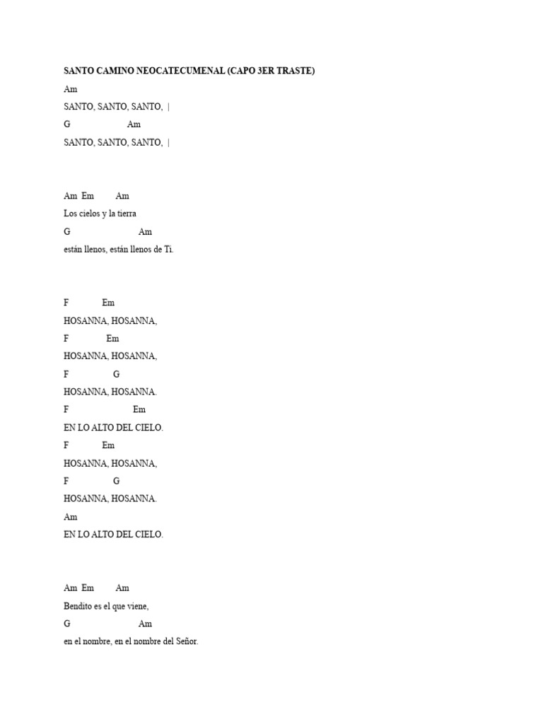 Santo Camino Neocatecumenal: Letra y Acordes | PDF