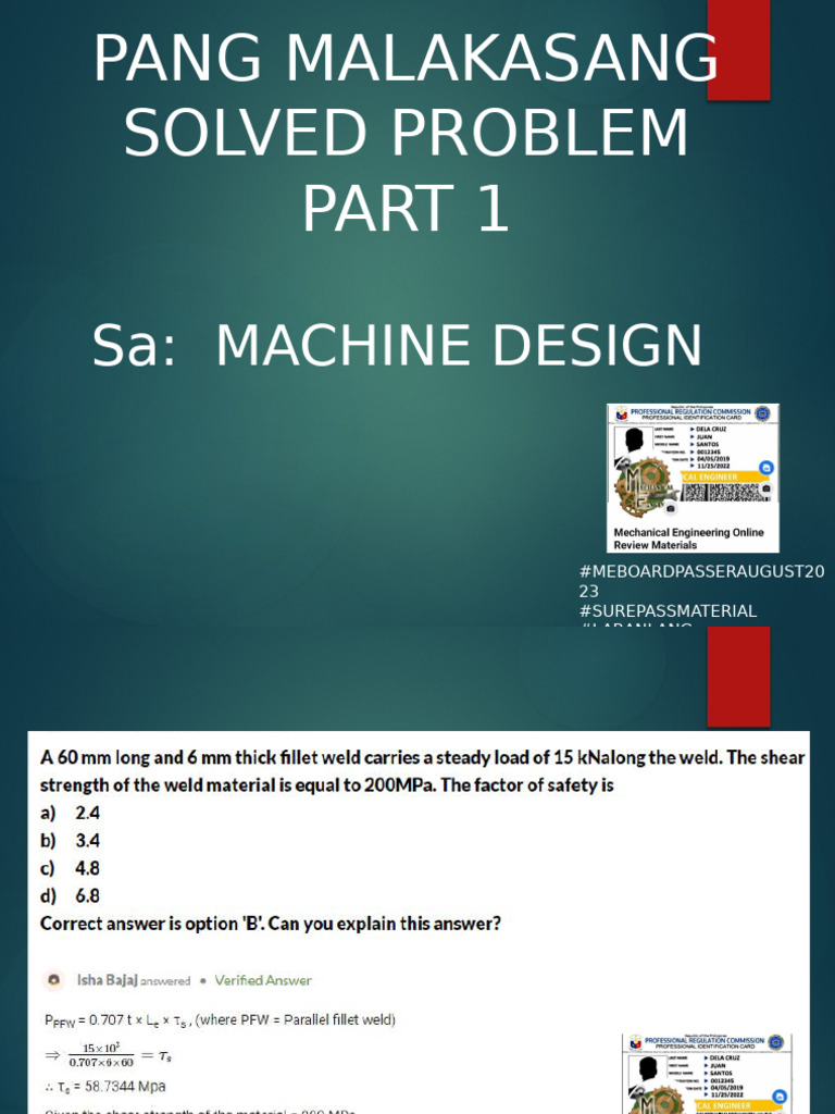 Machine Design Problem Solutions Part 1 | PDF